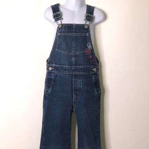 Vtg Gap kids girls denim overalls floral detail